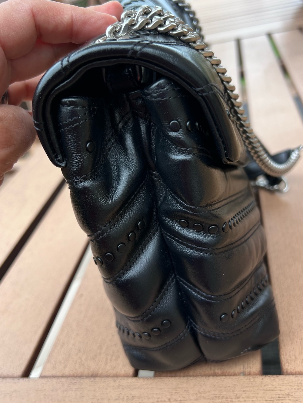 𝑹𝒂𝒓𝒆 UNIQUE Yves Saint Laurent Black Chevron LouLou Small Leather Bag YSL - Picture 15 of 16
